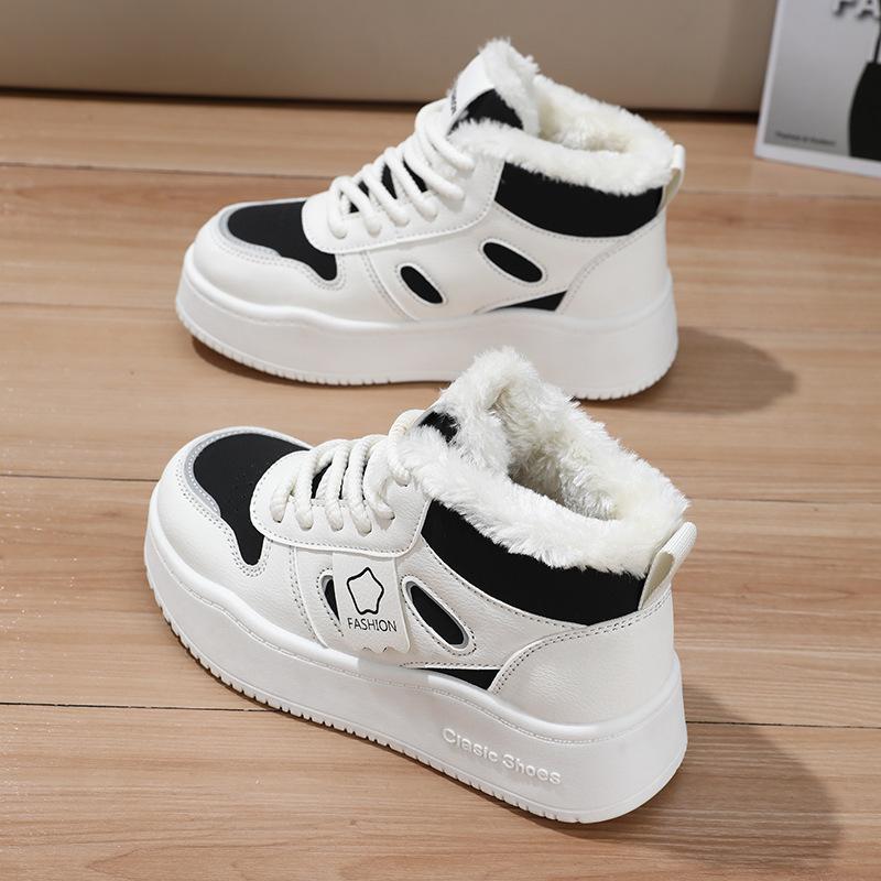 Winter little white shoes cotton shoes cold-resistant and non-slip 41 high-top snow boots women's new velvet 2025 thickened large size women's shoes