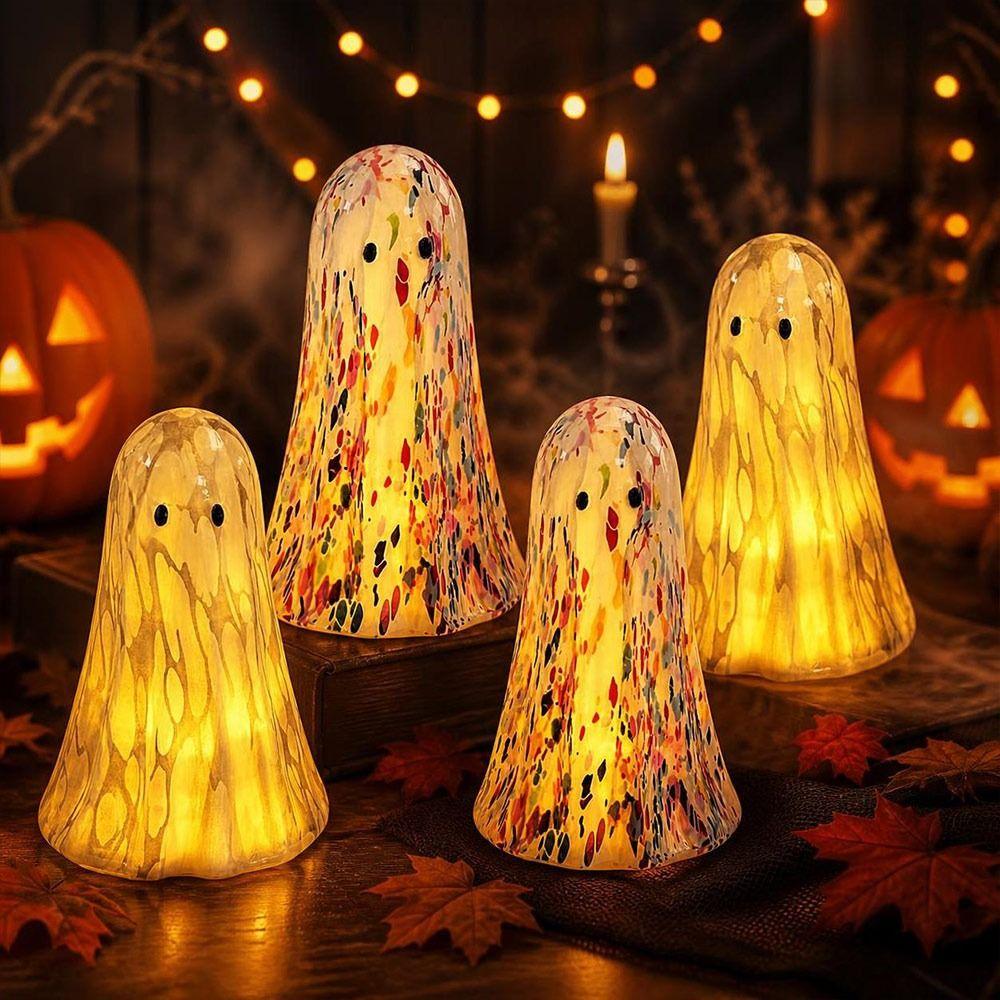 Colorful or White Light Up Ghost Figurine Portable Halloween Ghost Decoration Tabletop Decoration