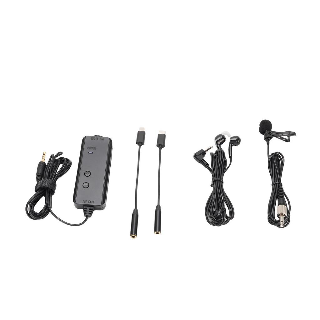 Lavalier Lapel Microphone Plug and Play Microphone Amplifier Clip on Mic with Monitoring Headphones for Video Recording