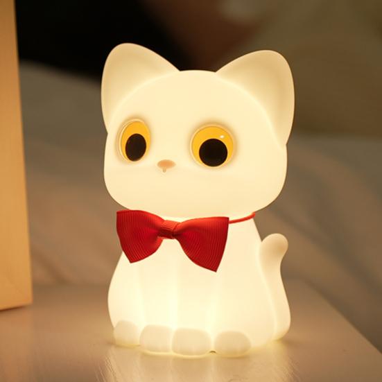 Silicone Night Light Soft Glow Dimmable Touch Control Cute Cat Shape USB Rechargeable Nursing Light LED Night Lamp