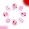24Pcs Red Strawberry 3D Bow French Press On Nails Glossy Pink False Nail Tips With Cute Bowknot Decor