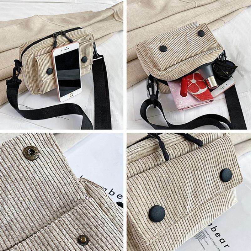 Teenager Girl Crossbody Bag Women's Small Corduroy Shoulder Bag Bolsa Cute Tote Student Street Korean Harajuku Messenger Bag