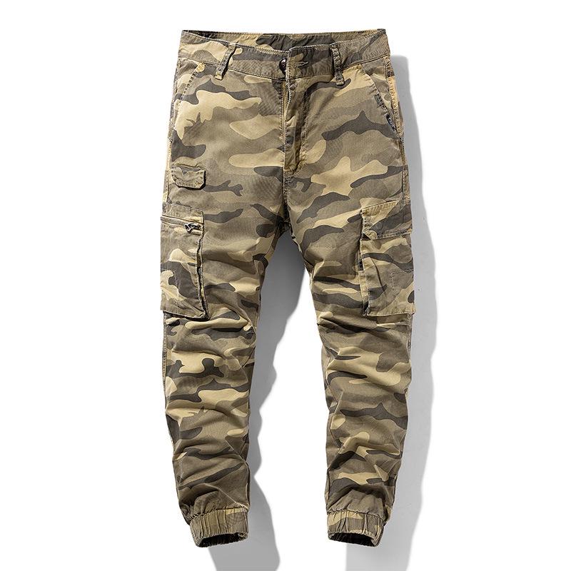 

Men s Retro Camouflage Elastic Cuff Multi-Pocket Overalls 33 хакі