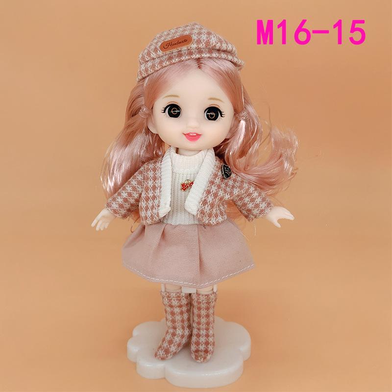 17cm 8-Point BJD Princess Doll with Denim Wedding Dress - 6-Inch Dress-Up Toy Set with Tops and Shorts
