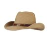 Western Cowboy Sun Hat For Men Cowgirl Summer Hats Straw Sun Protection Beach Hat With Alloy Feather Beads  Panama Cap