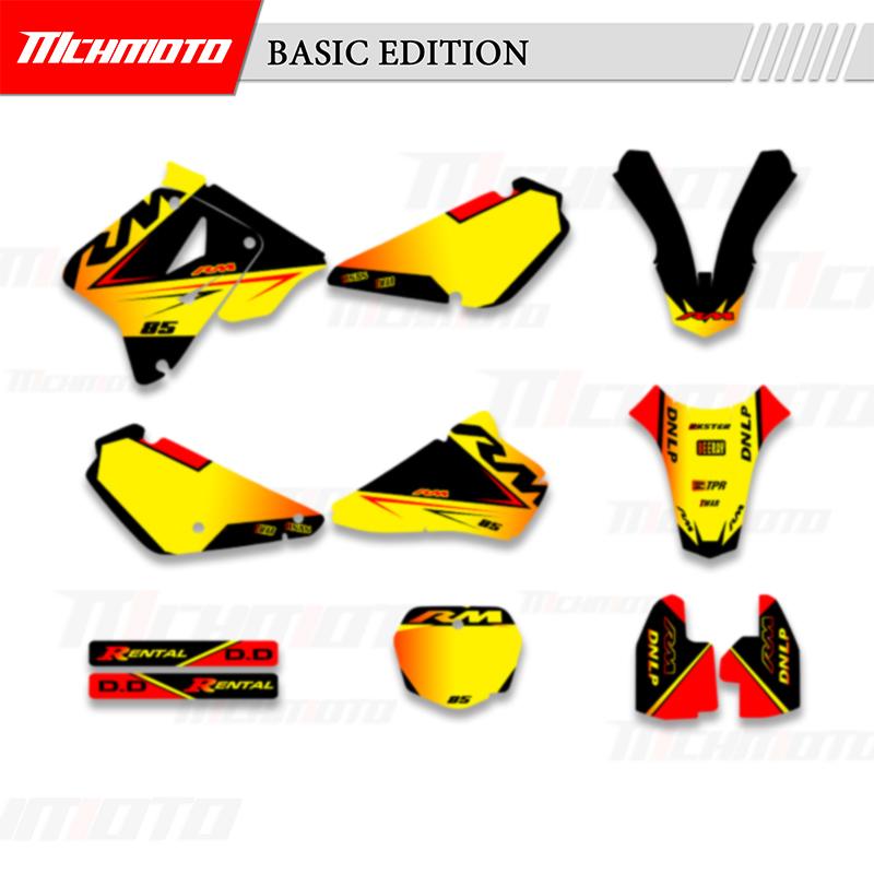 MCHMFG Full Set Graphics Backgrounds Decals Stickers Kits For SUZUKI RMZ85 RM 85 2001-2018 Number Name