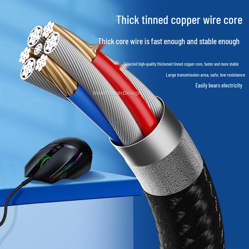 Pletený Micro USB nabíjecí kabel pro bezdrátové herní myši Razer