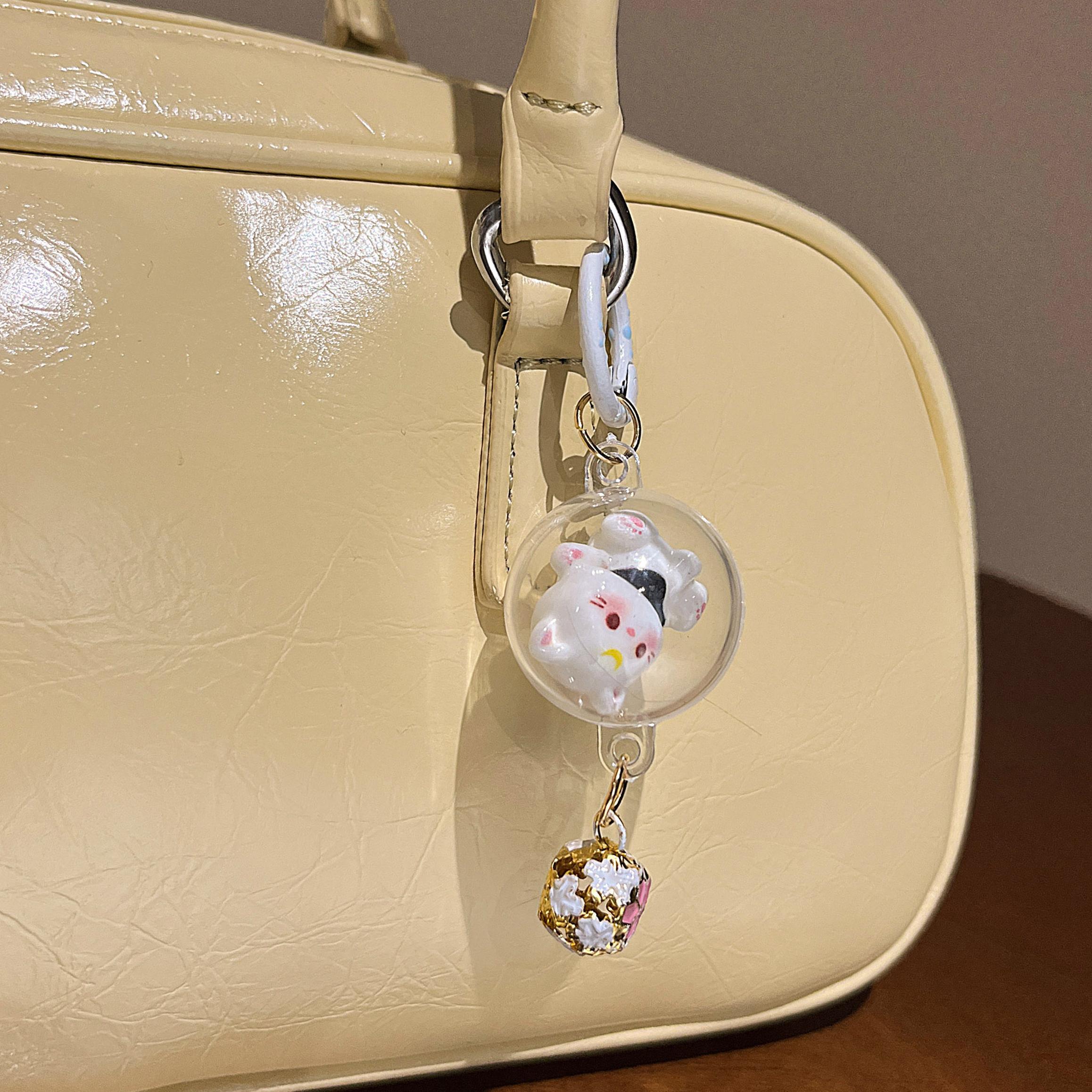 

1/5pcs Fashion Cartoon Small Cat Cute Keychain Phone Chain Resin Keyring Bag Pendant Couple Key Chains Gifts Women for Jewelry белый