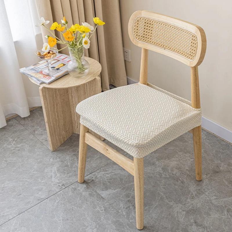 Elastic Solid Colors Chair Seat Covers Jacquard Shell Chair Cover Washable Anti-dust Short Back Chair Cover Armless Wedding Home