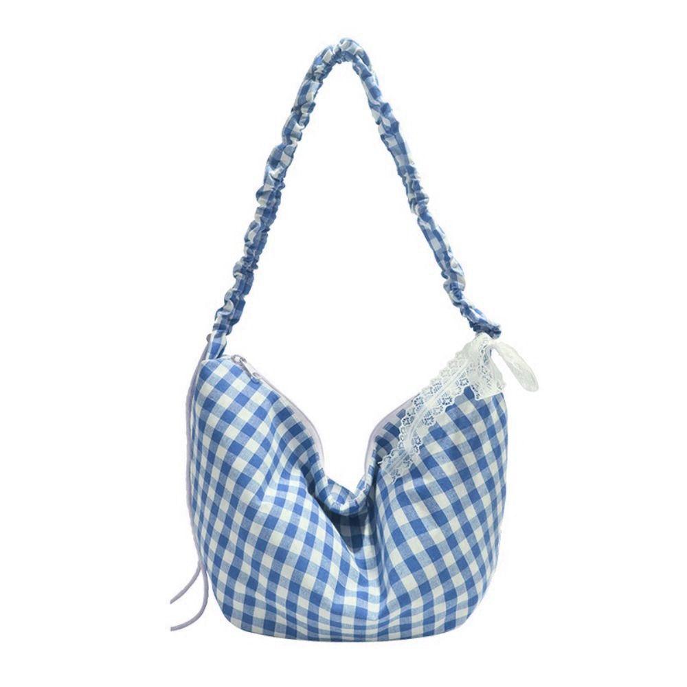 Plaid Crossbody Bag Half Moon Handbags Fashion Hobos Shoulder Bag Women