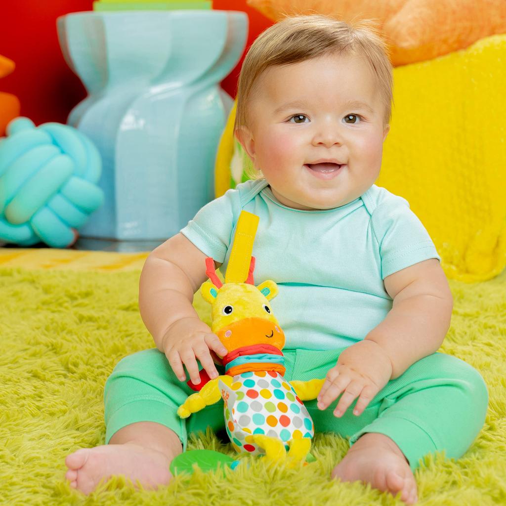 Bright Starts Giraffe Music Box (For Ages 0+) - Fingertips Development, Hand Play, Stroller Toy, 13088