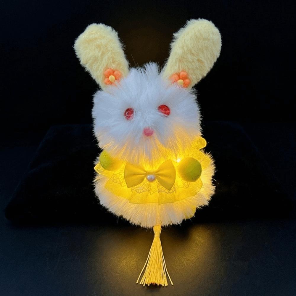 LED Light Luminous Handheld Lamp Chinese Style Plush Rabbit Lantern Indoor Outdoor жёлтый