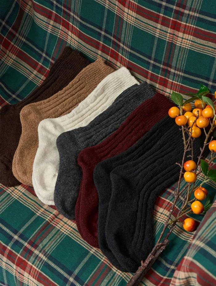 [Wool ver.] Thick Winter Cable Knit Warm Thermal Socks [6 colors]