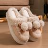 Fluffy Pom-pom Cotton Slippers Women's Winter Indoor Home Non-slip Thick Bottom Velvet Warm Outer Wear Cute Cotton Drag Women's Models