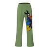 Men's Loose Casual Color Cotton Linen Trousers Elastic Tie Printed Straight Pants