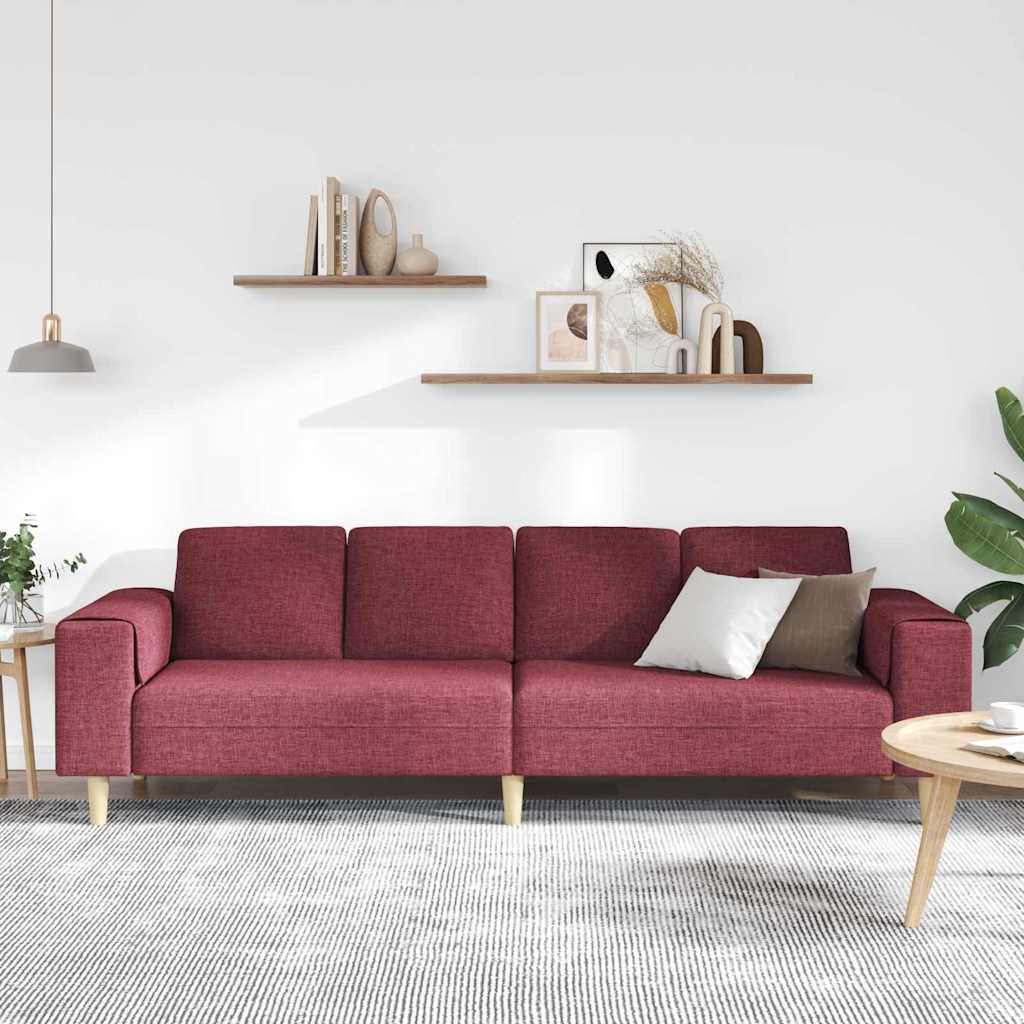 Living Room Sofa Wine Red 250 x 77 x 76 cm Polyester