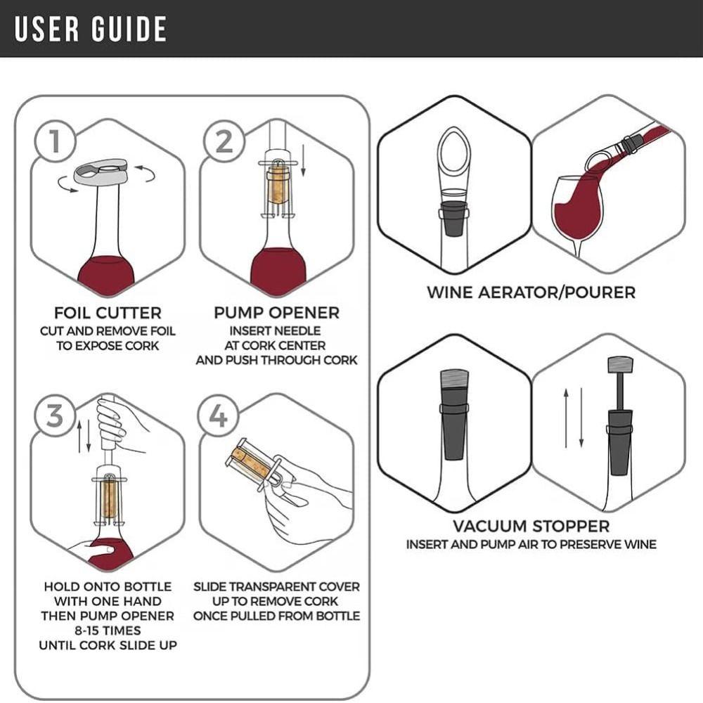 Aluminum Alloy Wine Bottle Opener Set ABS Air Pump Cork Remover Vacuum Wine Bottle Corkscrew