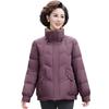 Middle-aged and elderly women's clothing stand-up collar white duck down jacket warm loose short small mother down jacket