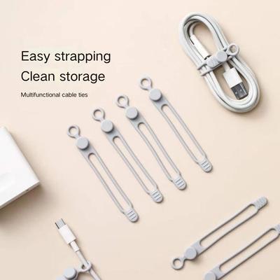 10pcs Reusable Silicone Cable Ties - Multipurpose Cable Organizer for Cords, Wires, and Cables - Easy To Use and Durable