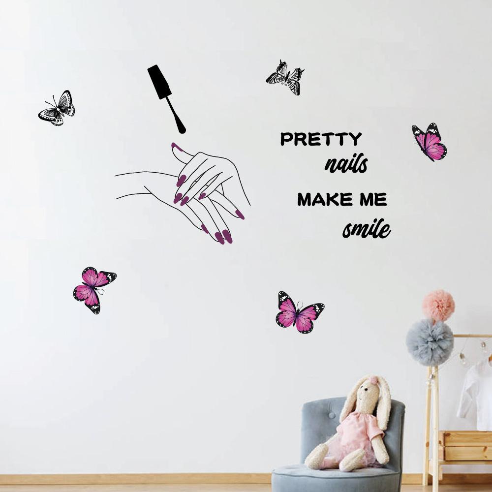 Wall Decal Beauty Salon Manicure Nail Salon Wall Art Sticker Background Wall Luminous Sticker Home Decor Stickers Self-Adhesive