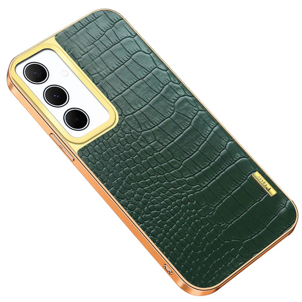 Für Samsung Galaxy A35 5G Hülle 6D Galvanik Smartphone Krokodil Textur Cover
