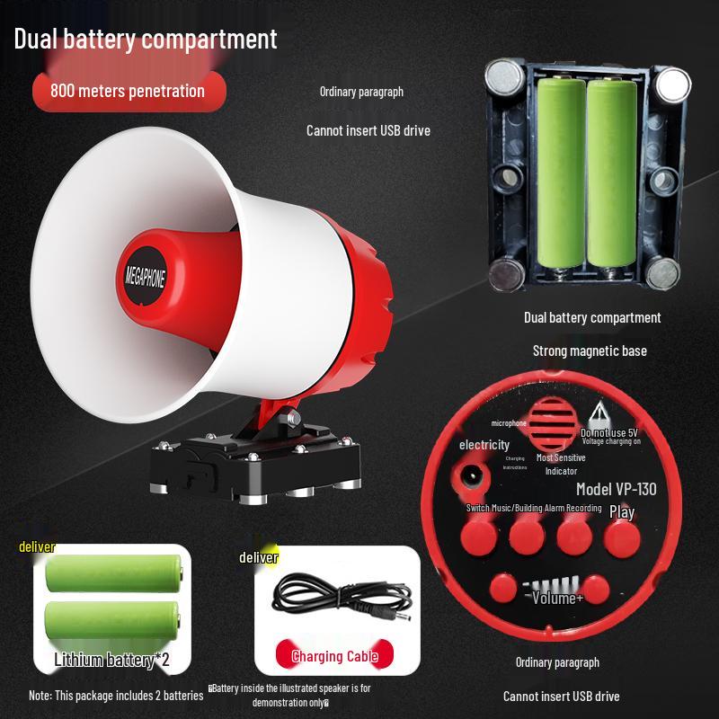 Rechargeable Outdoor Megaphone & Bluetooth Speaker for Street Vendors and Promotions