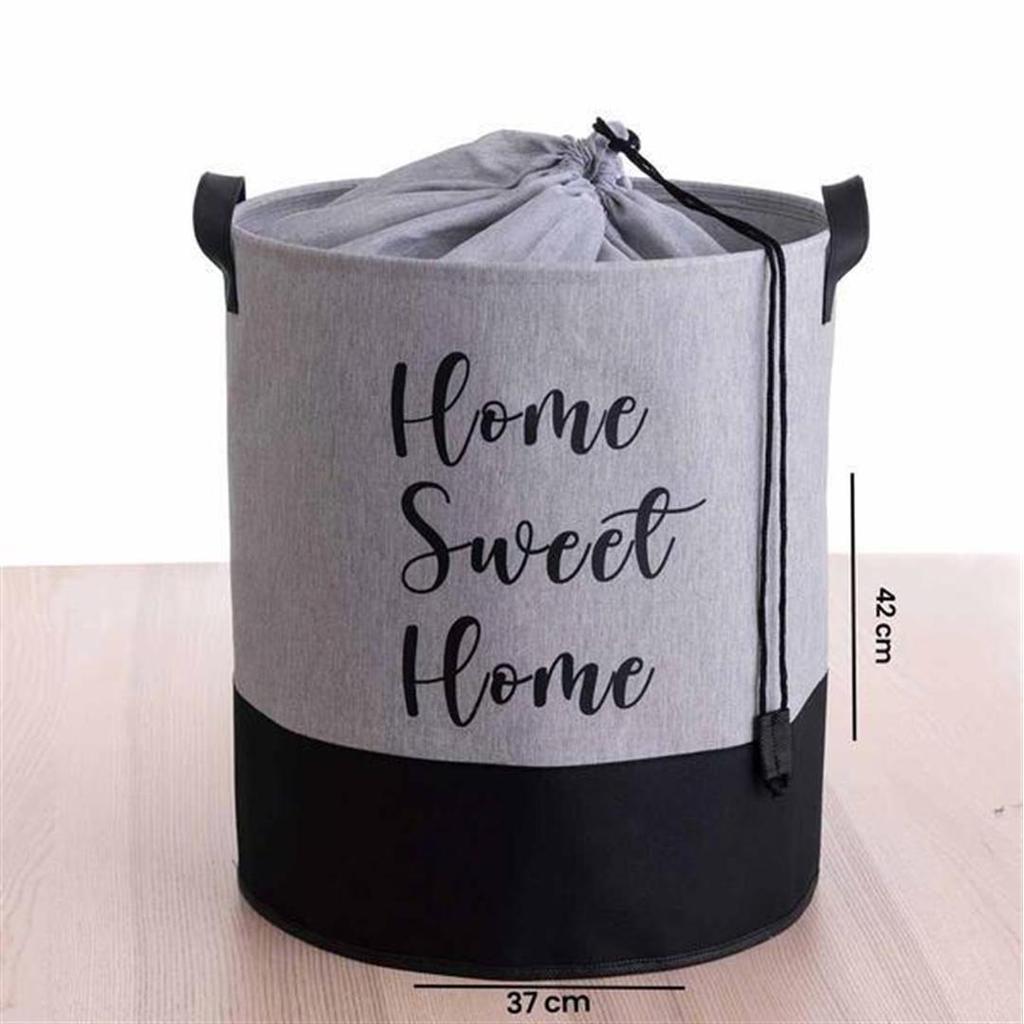 Prendi Home Wäschekorb aus Lederstoff grau