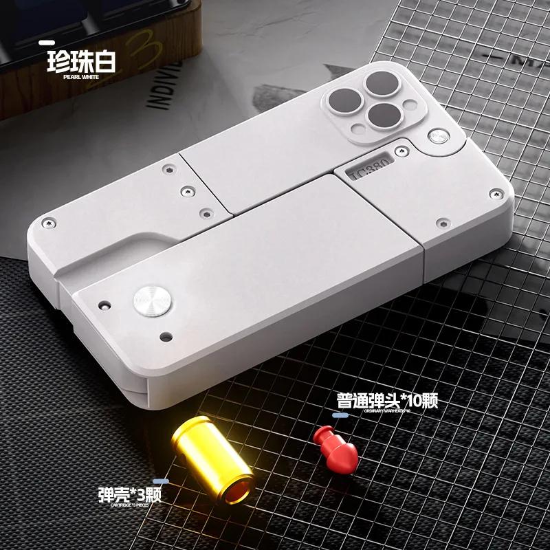 Folding Simulation Mobile Phone Toy Gun Throwing Shell Soft Bullet Airsoft Gun Spray Pistol Children Toy Birthday Gift