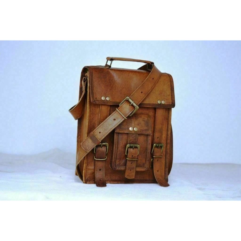 Vintage Leather Messenger Laptop Briefcase Satchel Bag Genuine high grade