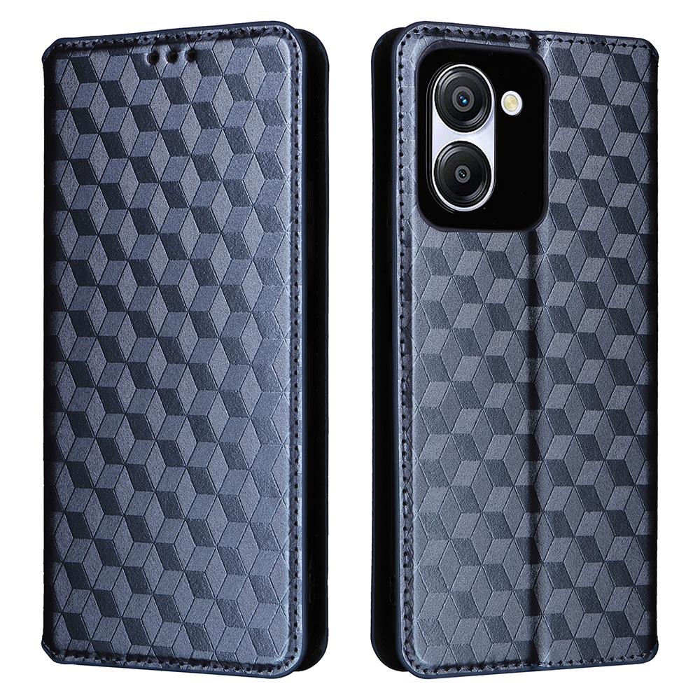 For Blackview Color 8 Magnetic Closure Phone Case Rhombus Imprinted Wallet Card Holder Cover