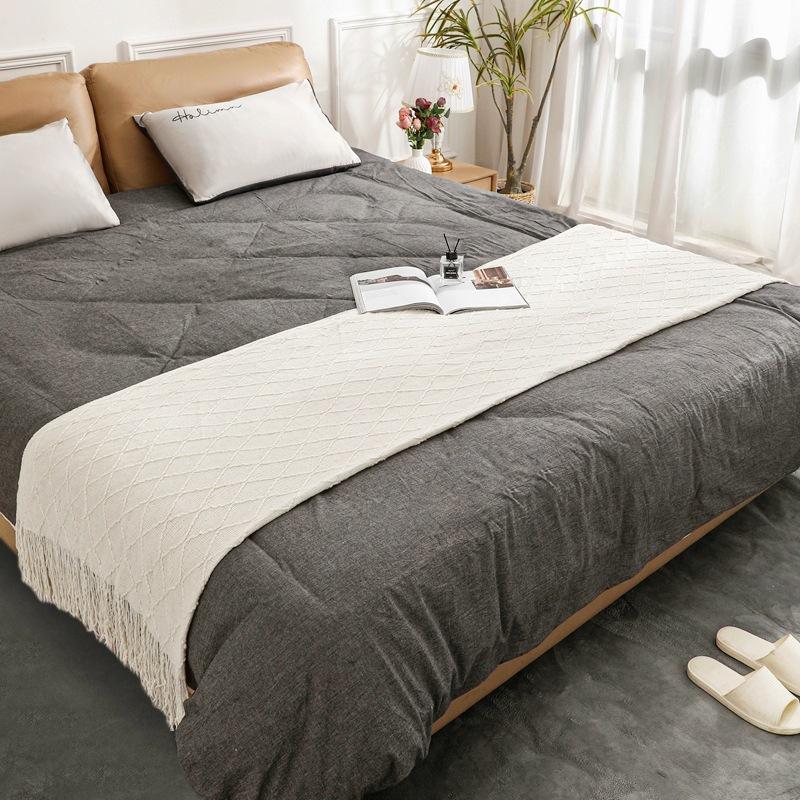 Coperta Plaid a Maglia con Nappe Morbida Stile Bohemien per Letto Divano Copriletto Decorazioni Coperte