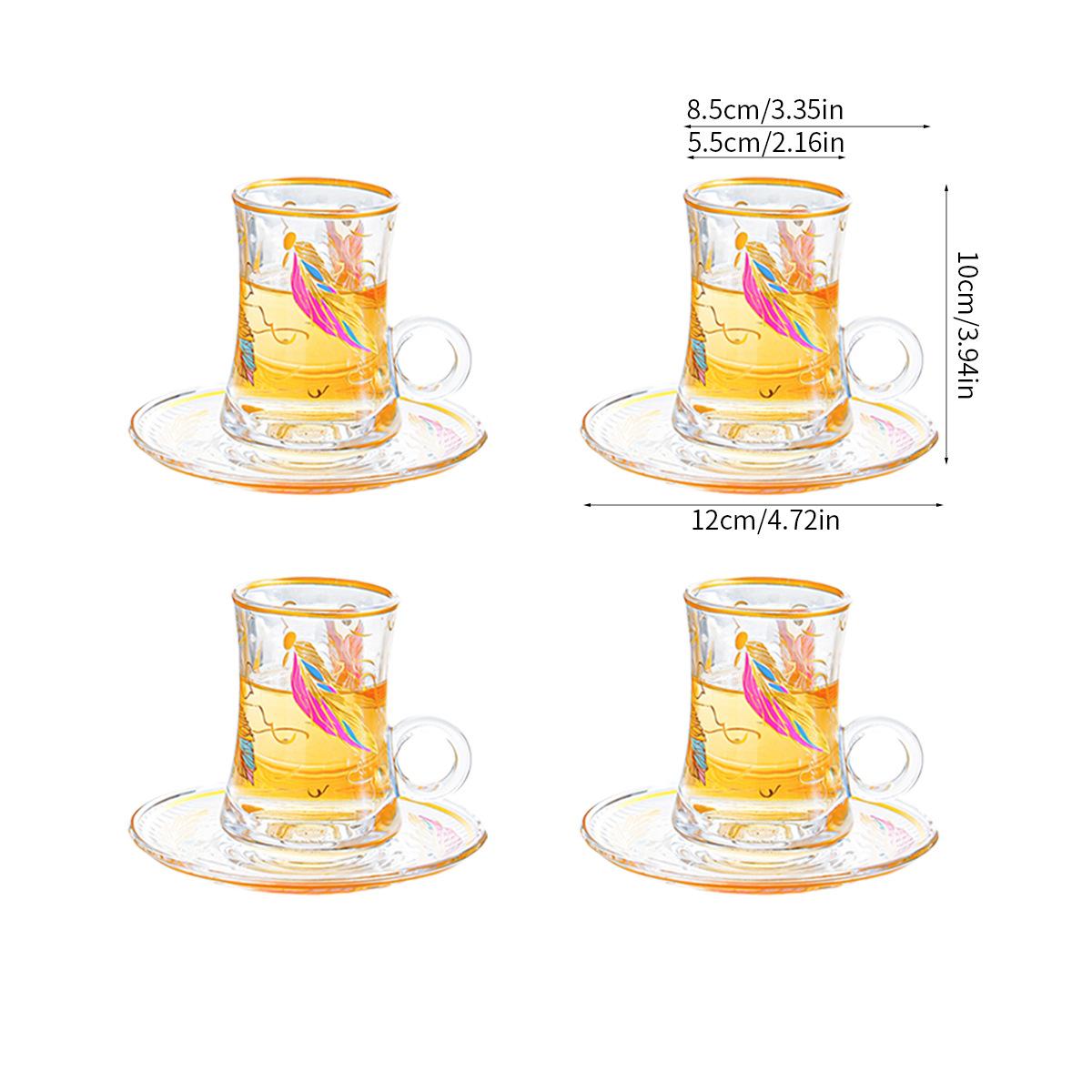 

Featured pattern gold household black tea cup saucer glass coffee gift cup saucer set afternoon tea 120ml