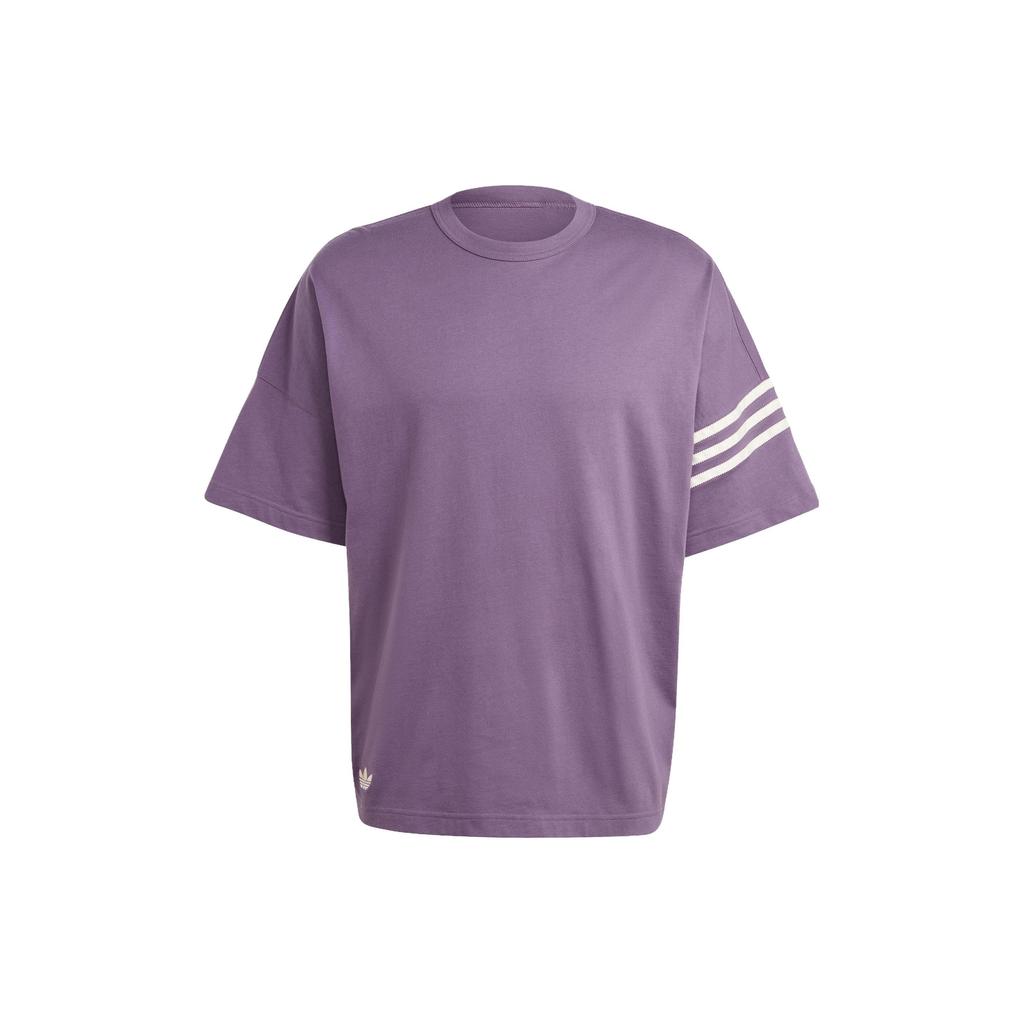 Adidas Originals Adicolor Neuclassics Tee With Three-Stripe Trim Crew Neck Men Tops Dark-Grey Violet IN4674