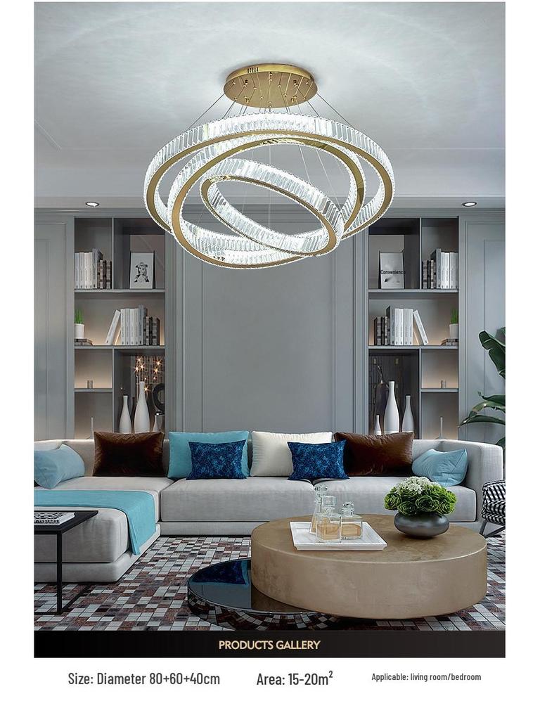 Modern Minimalist Crystal Chandelier for Double-Height Spaces