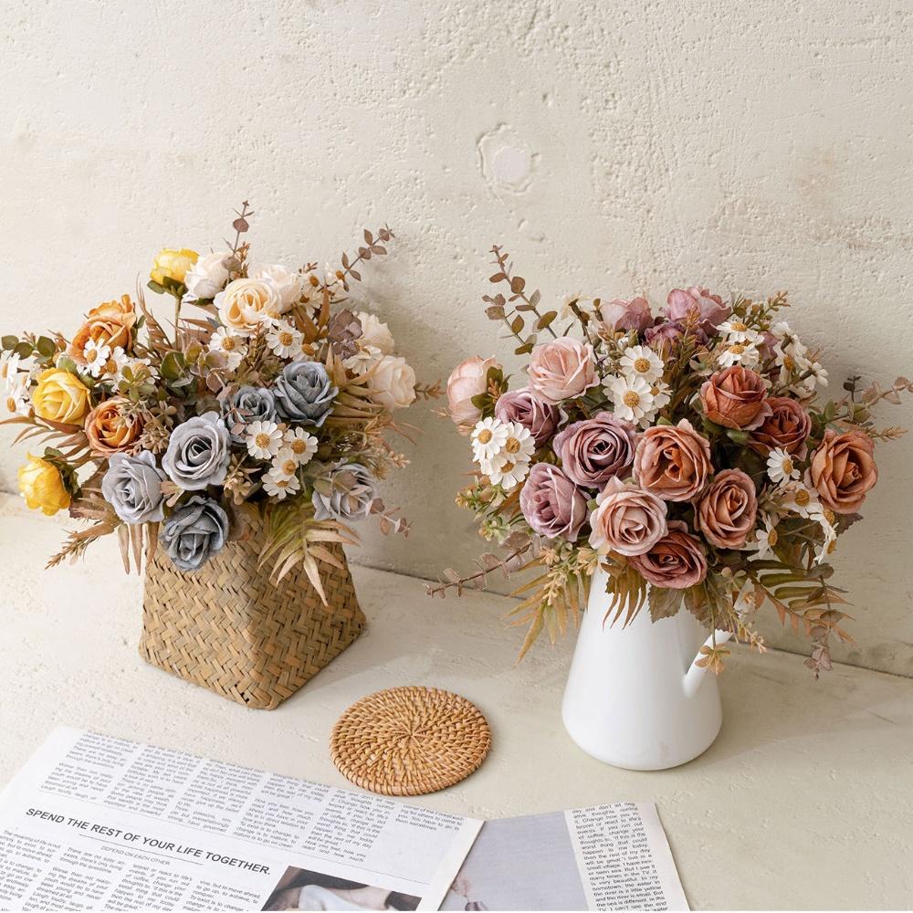 Authentic Floral Appearance Artificial Rose Bouquet Fake Floral Ornament