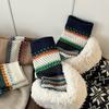 American Light Luxury Retro Ethnic Style Thick Line Kaji Street Style Couple Medium Tube Stacking Socks Children