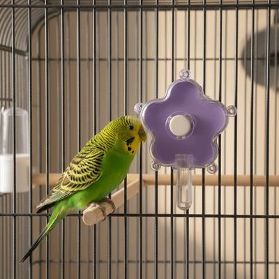 Flowers Shape Rotating Bird Feeder Adjustable Gnawing Function Bird Foraging Toy Plastic Bird Interactive Toy Bird Cage Use