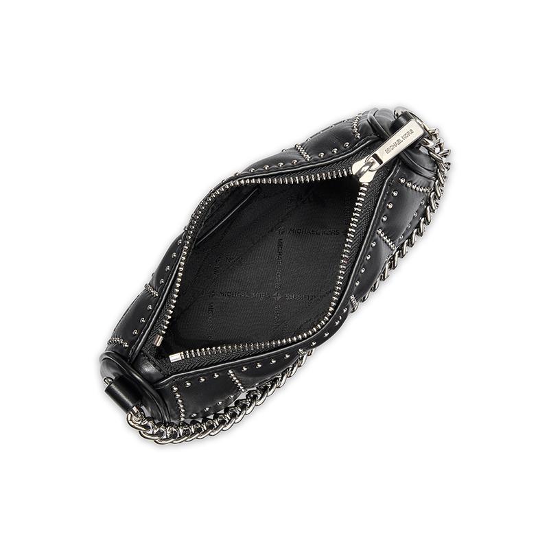 New MICHAEL KORS Carmela Artificial Leather Shoulder Bag, Saddle Bag, Crossbody Handbag Small Women's Black 35R5S1QC1V-001