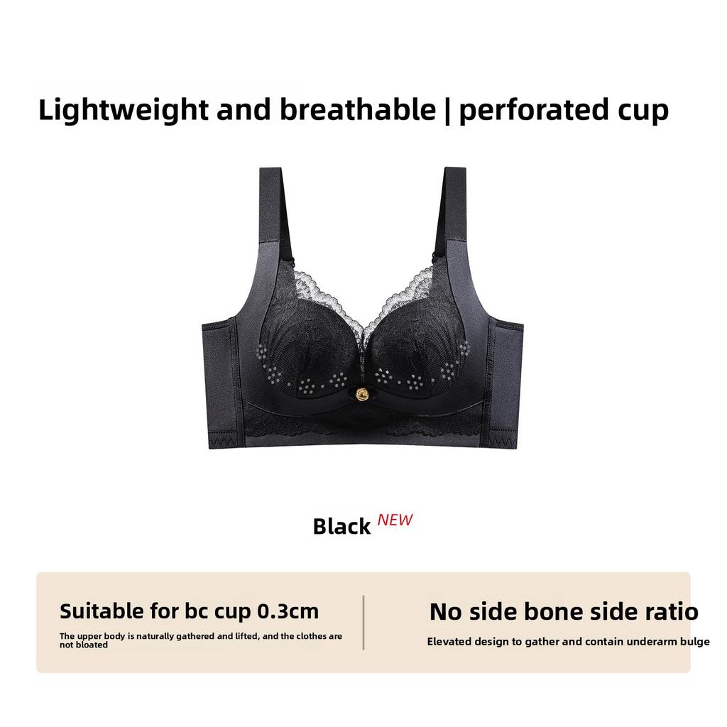 Female Summer Thin Lace Big Chest Small Gathering Anti Sagging Traceless Underwear