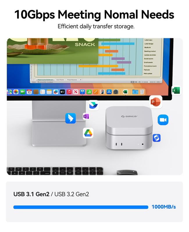 ORICO Minimate 512 GB External Mac Mini M4 USB Gen Portable Solid State Minimate M4 SSD, (10Gbps), 3.2 22 (20Gbps), Drive,