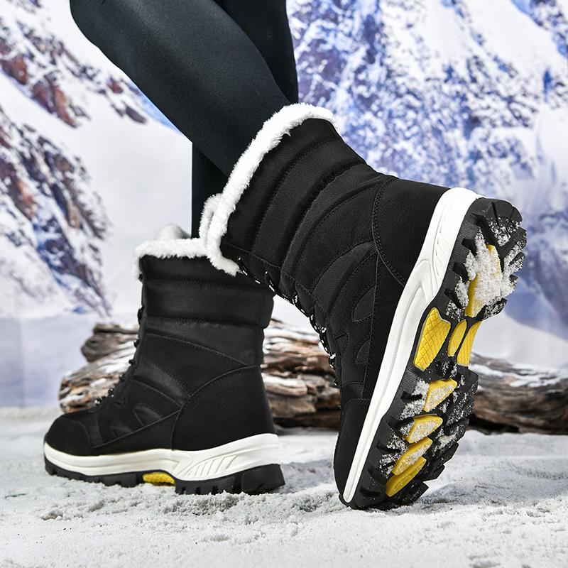 Neue Samt-Camouflage-Schnee-Stiefel Outdoor rutschfest High-Top Baumwollschuhe große Größe verdickte warme Stiefel Winter