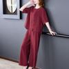 Mother's Summer 2026 Stylish Loose Fit Two-Piece: Short Sleeve, Casual, Slimming, Tummy Concealing for Middle-Aged Women