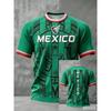Neues Herren Mexiko Nationalfußballtrikot 3D-Druck Schnelltrocknendes Fußball-T-Shirt Sportliches Trainings-T-Shirt für Fans Spieltag Tägliches Tragen