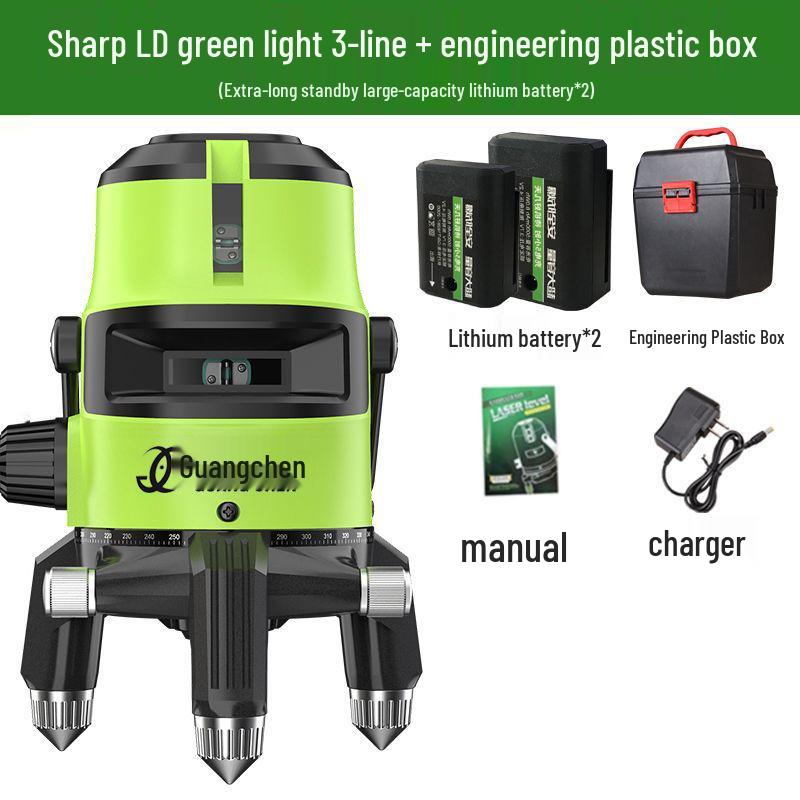 Nível Laser Infravermelho Verde e Azul de Alta Precisão - 2, 3 ou 5 Linhas, Luz Forte ao Ar Livre, Nivelamento Automático