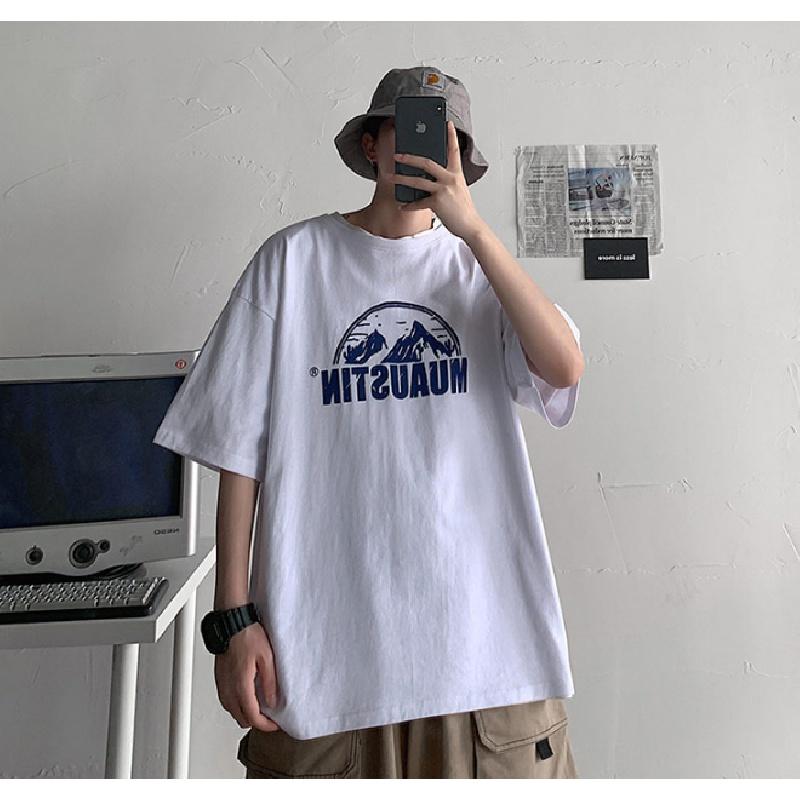 M-5XL Männer Kurzarm T-Shirts Brief Grafik Druck T Shirt Casual Tee für Mann Rundhals Retro Tops für