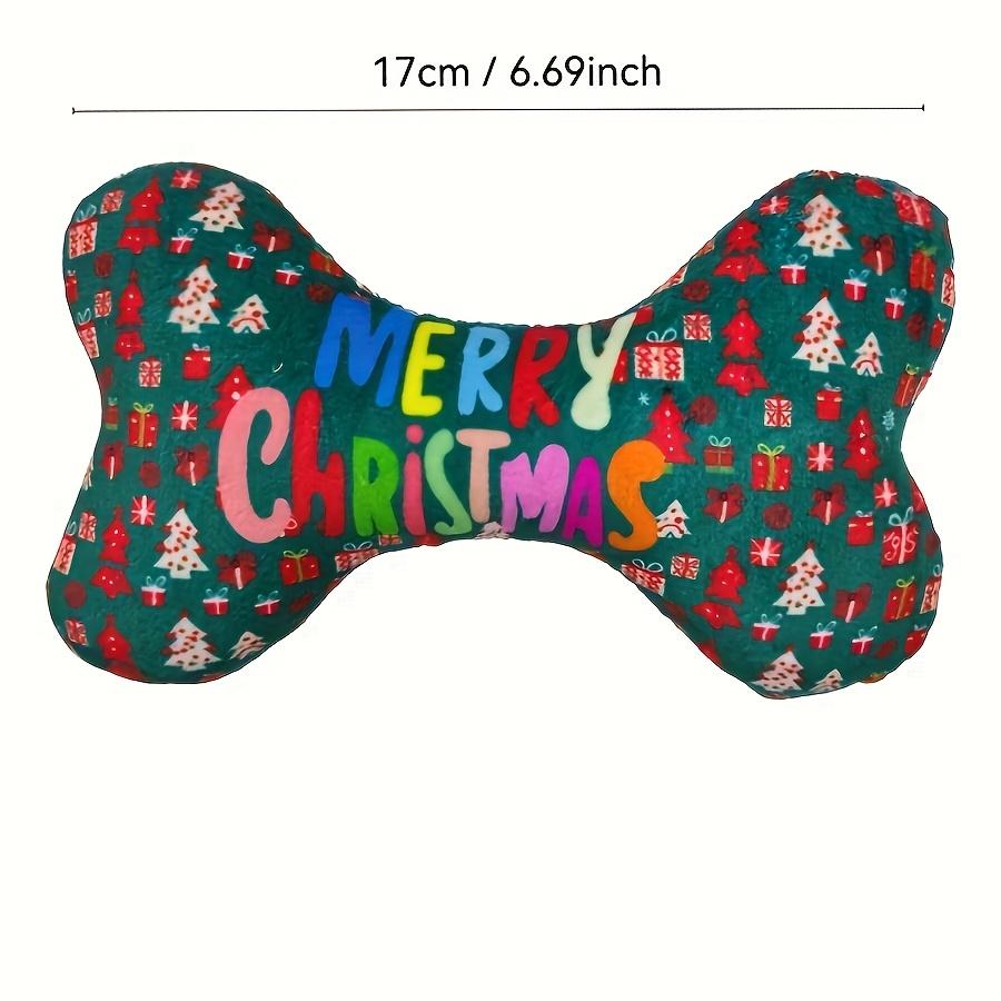 

1pc Christmas Plush Bone Toy with Double-Sided Printing, Squeaky Pet Bone Christmas Main Body Toy