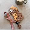 Yatchen iPhone 14 Phone Case Biscuit Bear Kawaii Phone Case,Lovely iPhone 14 Phone Case with Lanyard 3D Cartoon Bear Soft Silicone Protective