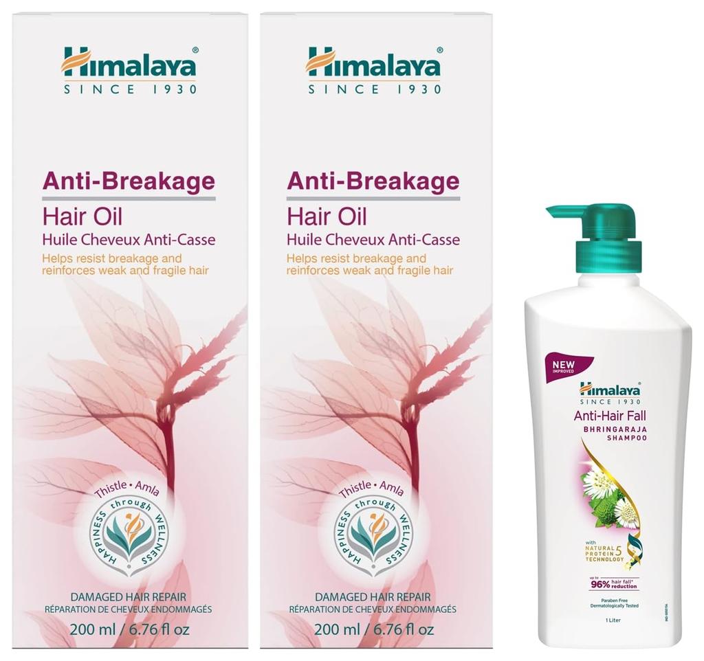Himalaya Herbals Anti Hair Fall Hair Oil, 200ml And Himalaya Anti Hair Fall Shampoo with Bringaraja, 1000 ml