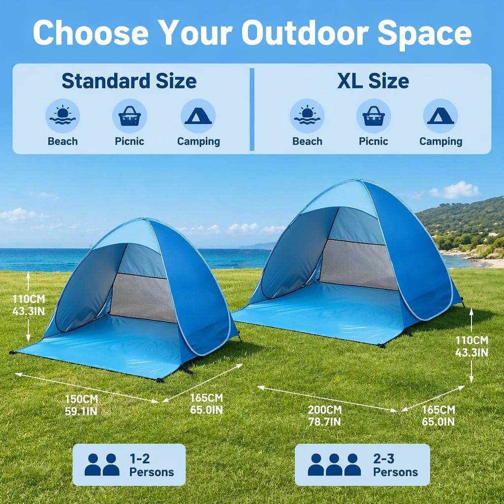 Beach Tent Fully Automatic 2-second Quick Opening Outdoor Sunshade Tent