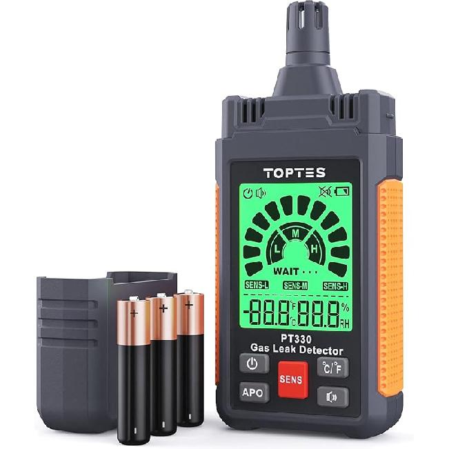 Gas Leak Detector, TopTes PT330 Natural Gas Detector with Audible & Visual Alarm to Locate Combustible Gas Leaks Like Natural Gas, Propane for Home